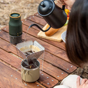 The bean container of Geartron Plug&Go Coffee Grinder is retractable which helps you to save more storage spaces while packing. Simply pull it down before grinding. The bean hopper capacity is 25g. You can enjoy a fresh cup of coffee in the morning at the outdoors